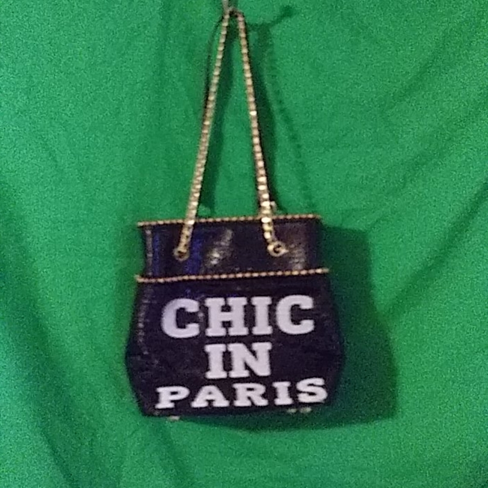 Chic in Paris Sequin Black & White Chain Purse
